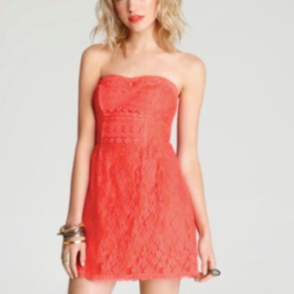 Free People Strapless Womens Lace Dress Size 8